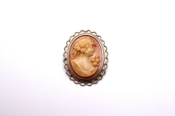 Antique Celluloid Cameo Brooch - image 1