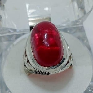 Roter Aqeeq Herren Aqeeq Stein Jemenitischer Aqeeq Stein Ringe Islamische Ringe Herren Natur Achat Ringe 925Er Sterling Silber Schmuck handgemacht Männer Ringe