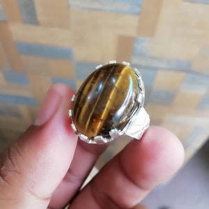 Tiger Eye Stone 925 Silver Handmade Ring Natural Stone Natural Stone Rings Men