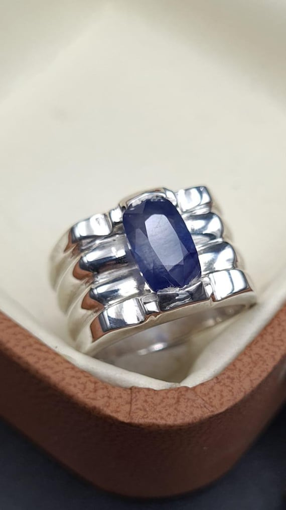 Natural Sapphire Ring for Men Real Sterling Silver 925 High Quality Big Sapphire From Africa Mines Royal Blue Mens Neelam Rings Birthstone Etsy Canada