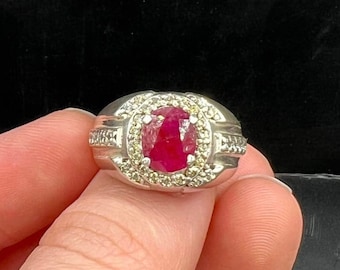 Anillo de rubí afgano hecho a mano: anillo Yaqoot de plata de ley 925 para hombre