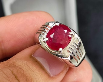 Mens Natural Ruby ring Real big yaqoot stone mens rings Manik ring African big ruby stone