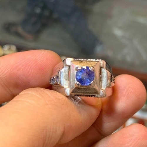 Man natural Sapphire Ring Sapphire shops Sterling Silver 925 Handmade Neelam Ring