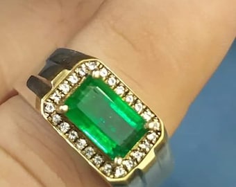 Untreated Natural Panjsher Afghanistan emerald stone ring handmade mens emerald rings