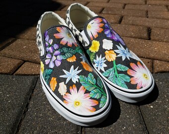 checkered floral vans