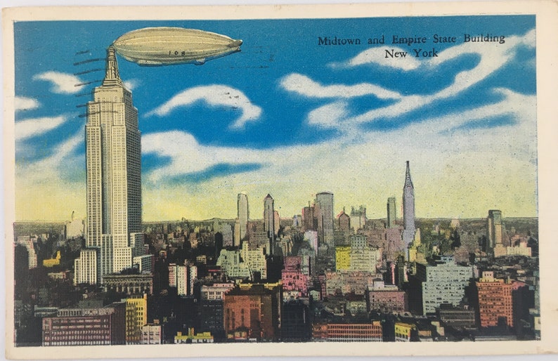 Airship over NYC Postcard