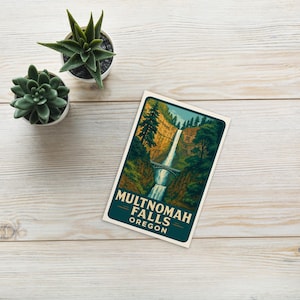 Multnomah Falls Oregon Postcard – Vintage-Style National Park Travel Art Print
