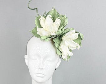 Kentucky Derby Fascinator Hat | White and Green Headpiece | Derbyologie