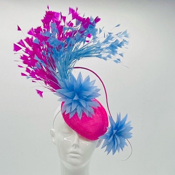 Pink and Periwinkle Derby Fascinator, Kentucky Derby Hat Alternative, Kentucky derby hat