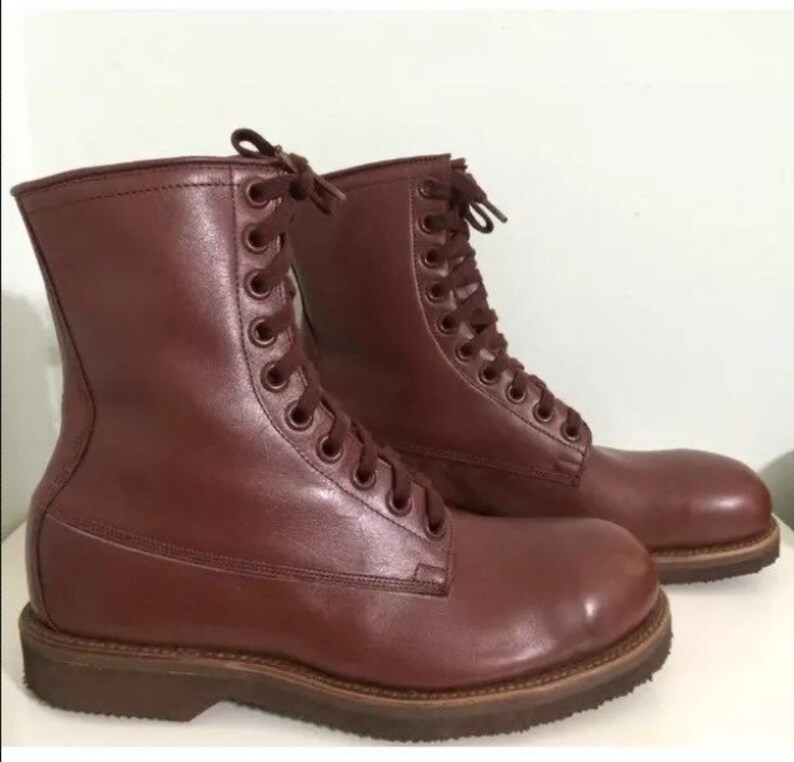 Vintage 1961 Combat military boot steel toe John Addison Lace up DA-36-243-QM Dark Brown 8M