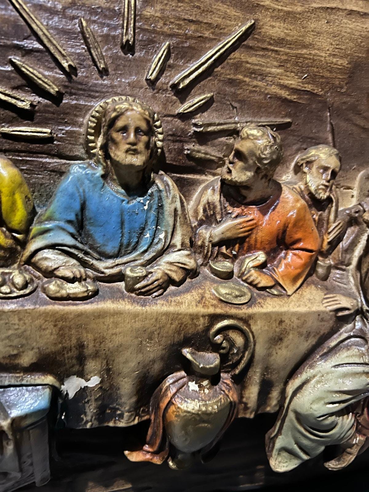 Vintage the Last Supper Molded Fiber Glass Relief Sculpture 3D Wall ...