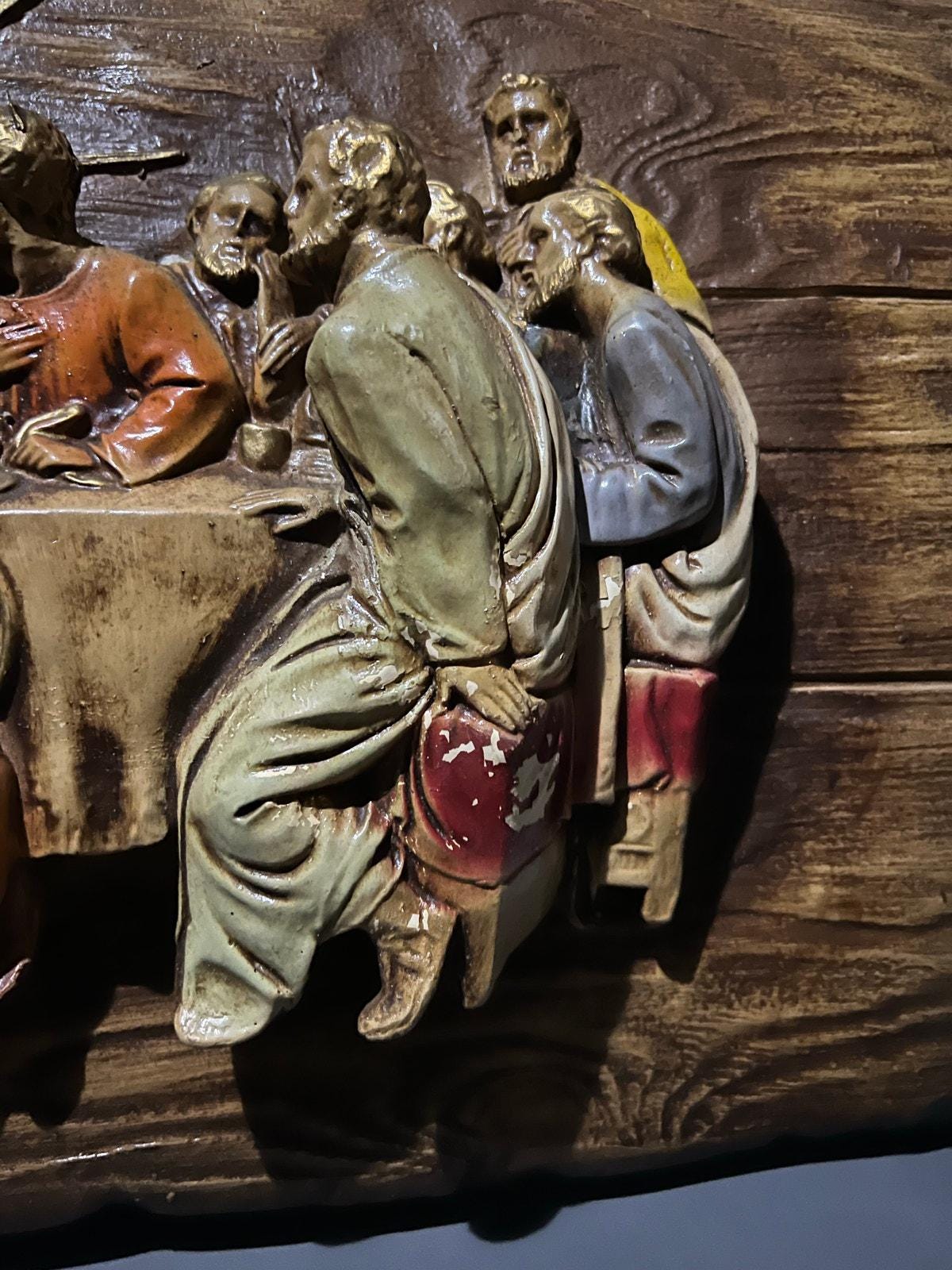 Vintage the Last Supper Molded Fiber Glass Relief Sculpture 3D Wall ...