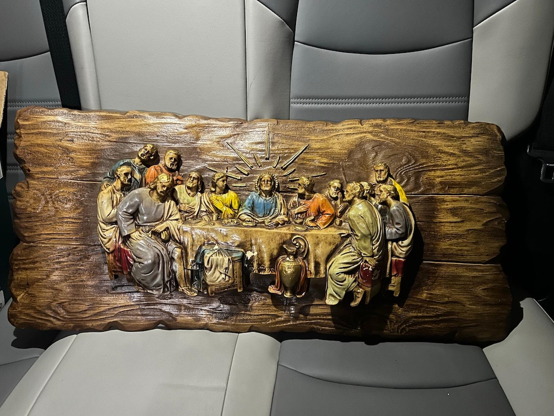 Vintage the Last Supper Molded Fiber Glass Relief Sculpture 3D Wall ...