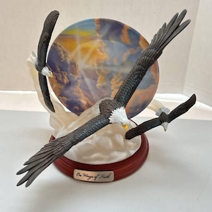Bradford Exchange 3 Flying Bald Eagle Sculpture: On Wings of Faith, Third Issue
