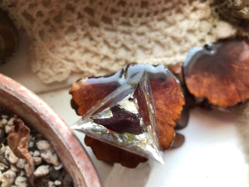 Red Rose Crystal Resin Triangle Prism