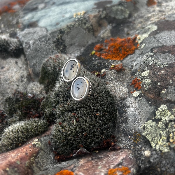 Montana Agate sterling silver post earrings