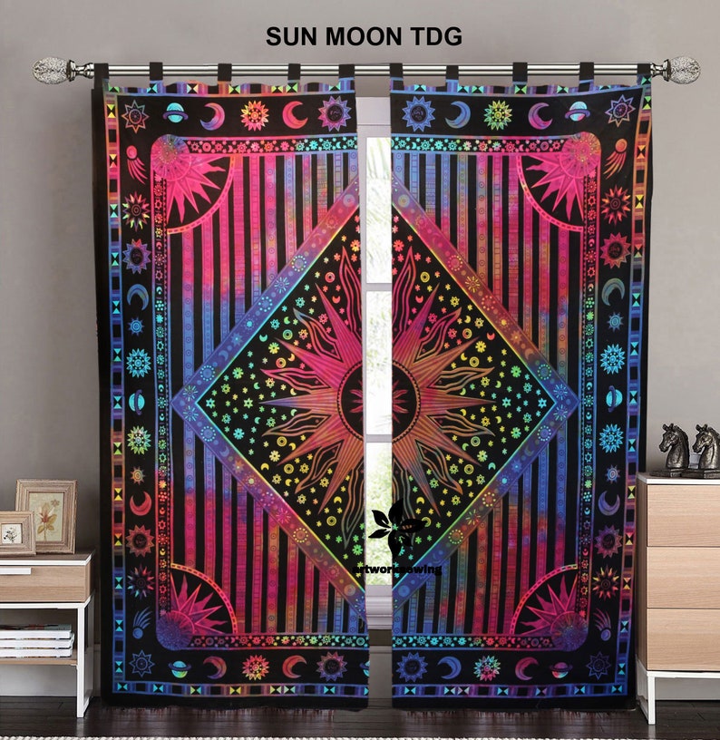 Queen Size Curtain /& Window Treatments Yellow Bird Tree Boho Drapes Kitchen Window Curtains Door Curtains 2 Panel Curtain Set