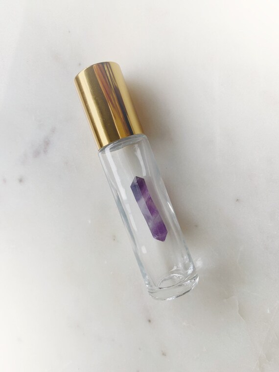 Amethyst point essential oil roller bottle