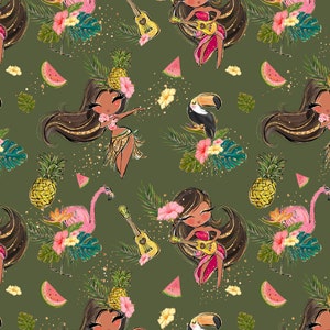 Tropical fabric cotton fabric knit fabric flamingo fabric Hawaiian fabric pineapple fabric watermelon fabric jungle floral leaves fabric