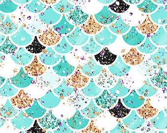 mermaid fabric, audrey hepburn,ocean fabric,cotton fabric, knit fabric, jersey, fabric by the yard, under the sea nursery, mermaid