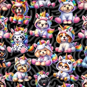 Unicorn Dag Fabric, cool unicorn dogs, fabric by the yard, cotton by the yard, dog fabric, anmial print, dogs, unicorn puppies