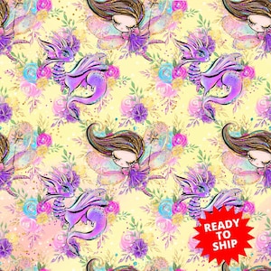 fairy fabric, unicorn fabric, dragon fabric, castle fabric, fairy prints, cotton fabric, knit fabric, fabric by the yard, fairies, magical