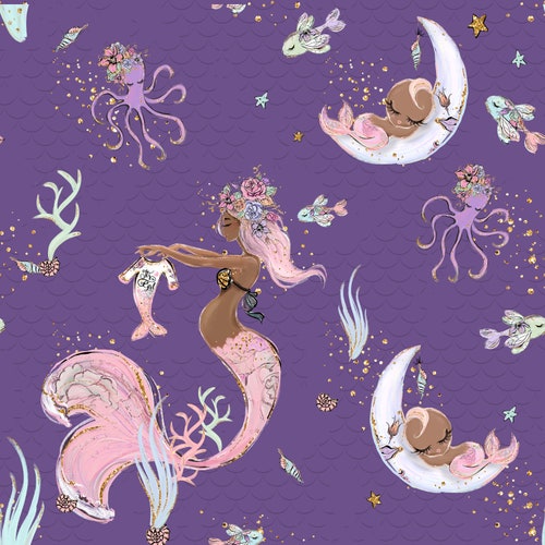 Mermaid Fabric Cotton Fabric Knit Fabric Knit by the Yard Etsy