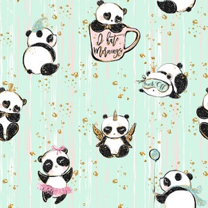 panda fabric jungle fabric cotton fabric quilting fabric knit by the yard cotton by the yard panda prints pandas on trees panda patterns