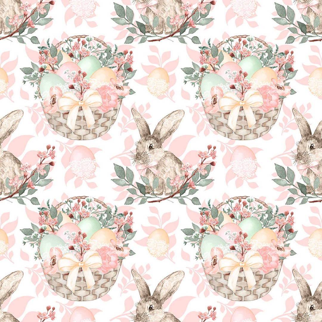 Easter Fabric, Easter Floral, Cotton Fabric, Knit Fabric, Fabric by the ...