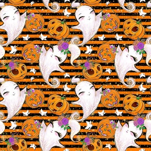 Halloween ghost, ghost fabric, knit fabric, cotton fabric, pumpkin fabric, witch fabric, stripe prints, Halloween pumpkins, holiday fabric