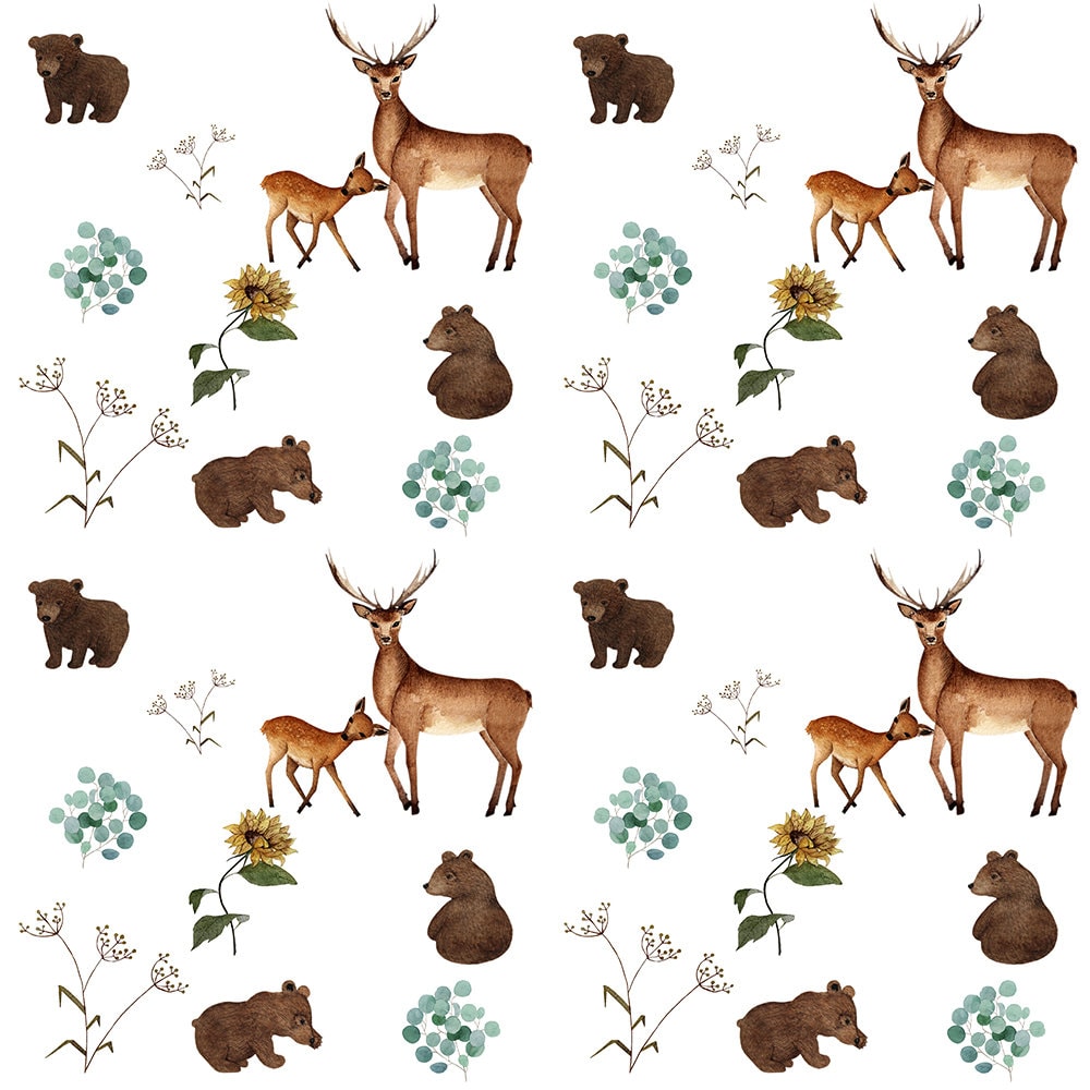 Woodland Fabric Deer Fabric Cotton Fabric Floral Fabric Boho Fabric Boho Print Knit By The Yard