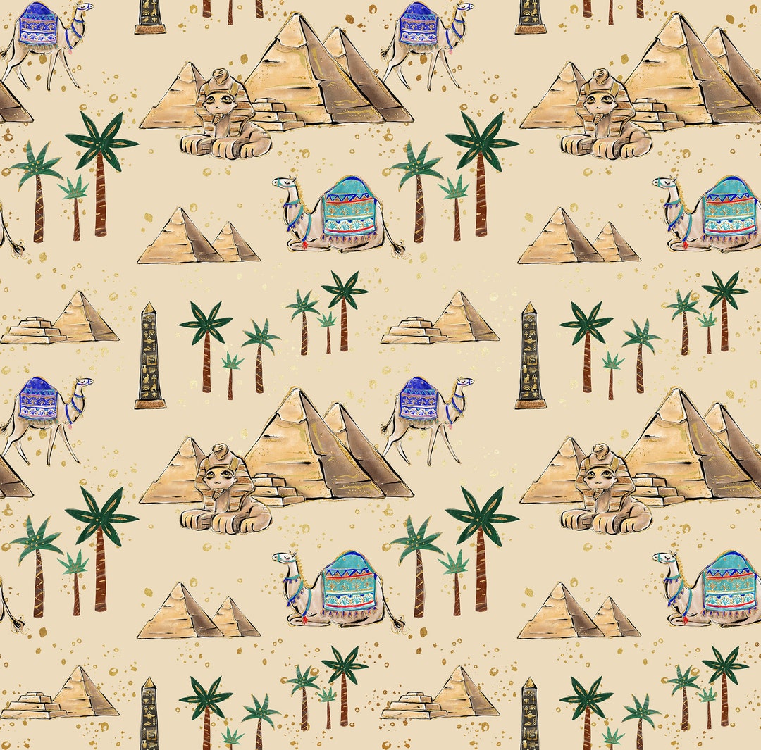 Desert Scene Fabric, Egypt Fabric, Egyptian Fabric, Sarcophagus Fabric