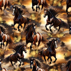 Horse Fabric, cowboy fabric, amimal  fabric, horses running, fabric by the yard, horse fabric,