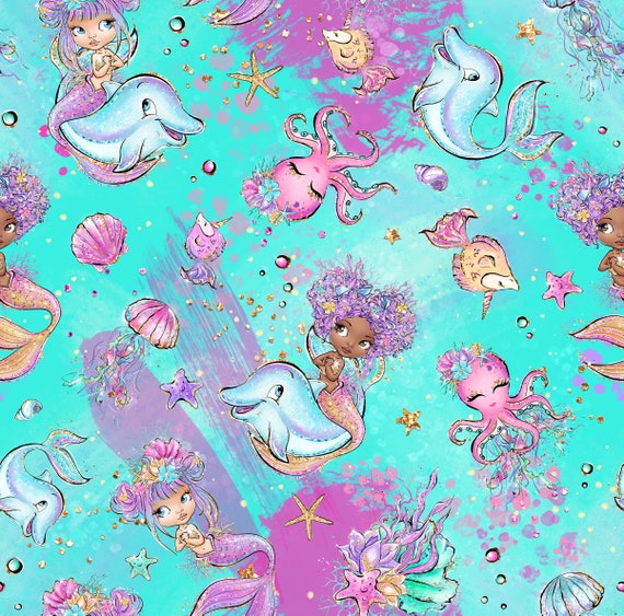 Mermaids Collection - Touch Textiles by EZ Fabric Minky Print