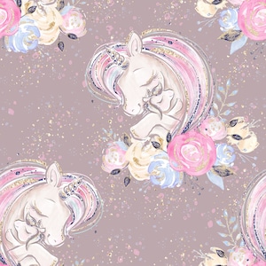 unicorn fabric unicorn floral fabric knit by the yard unicorn rainbow fabric cotton fabric mystical fabric unicorn print unicorn and baby