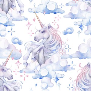 unicorn fabric unicorn cloud fabric knit by the yard unicorn star fabric cotton fabric mystical fabric unicorn print unicorn and clouds