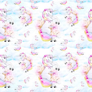 unicorn fabric unicorn cloud fabric fabric by the yard unicorn rainbow fabric cotton fabric Knit fabric jersey knit fabric quilting fabric