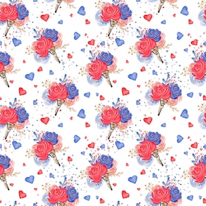 patriotic floral, colorful floral, patriotic floral fabric, 4th of July floral, statue of liberty, liberty fabric, red floral, blue floral
