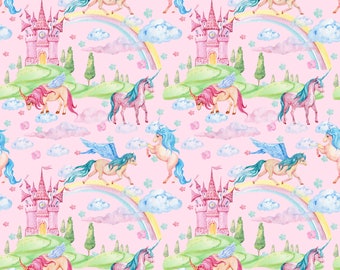 unicorn fabric magical unicorn fabric knit by the yard unicorn rainbow fabric cotton fabric mystical fabric unicorn print unicorn and baby