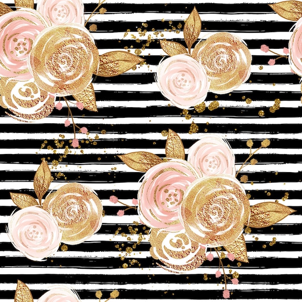 floral fabric, pink floral fabric,cotton fabric, knit fabric, gold floral fabric, jersey fabric, organic fabric, spandex fabric, rose fabric