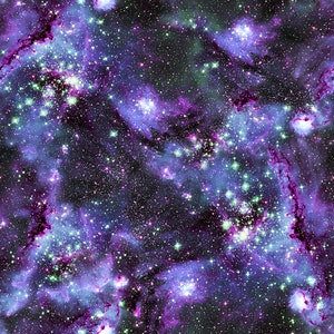 Space fabric, outer space, solar system fabric, galaxy fabric, stars fabric, nebula fabric, Milky Way, novelty fabric, cotton by the yard