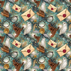 Wizard fabric, Wizard prints, owl fabric, magic fabric, wizards fabric, knit by the yard, cotton fabric, fleece fabric, wizard knit fabric