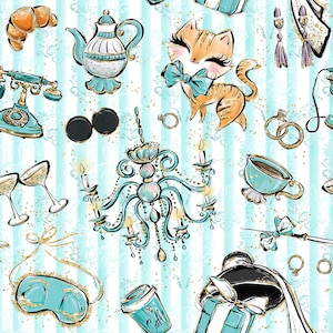 Audrey Hepburn fabric, Green  fabric,cotton fabric, knit fabric, jersey, Girls fabric, Audrey Hepburn, cat fabric