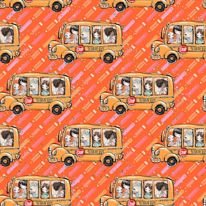 school fabric, school bus fabric, school supplies fabric, cotton fabric, knit fabric, quilting fabric, math fabric, fabric by the yard, doll
