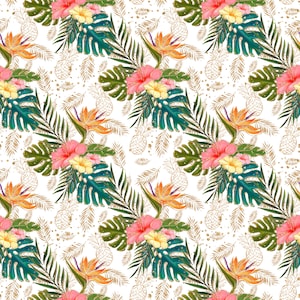 s274 Tropical fabric cotton fabric knit fabric flamingo fabric Hawaiian fabric pineapple fabric watermelon fabric jungle floral leaves