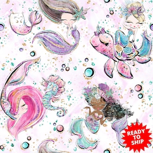 mermaid fabric, mermaid prints, scales fabric, cotton fabric, Knit by the yard, fabric by the yard, under the sea nursery, mermaid nursery