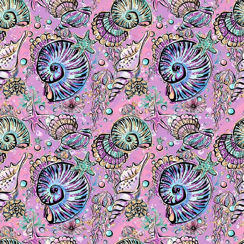 Mermaid Fabric Ocean Fabric Shell Fabric Cotton Fabric | Etsy