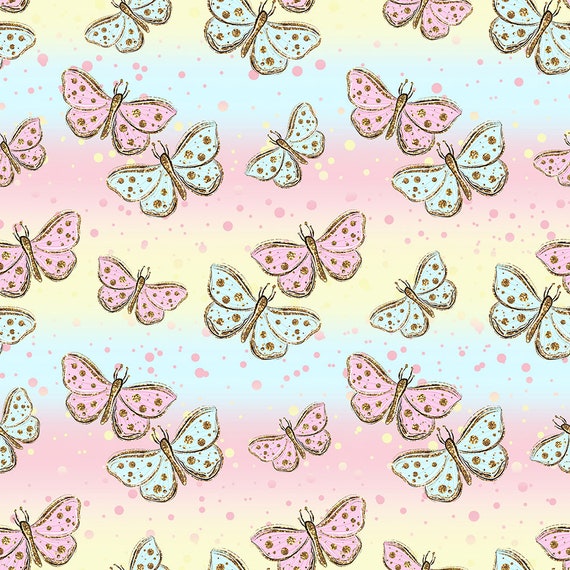 Butterfly fabric rainbow butterflies rainbow fabric pink
