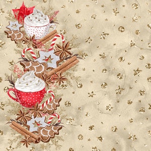 s154 Christmas fabric, cookie fabric, bow fabric, cotton fabric, organic fabric, knit fabric, candy cane fabric, gingerbread fabric,