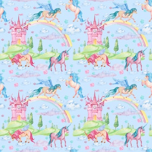 s289 unicorn fabric magical unicorn fabric knit by the yard unicorn rainbow fabric cotton fabric mystical fabric unicorn print unicorn and